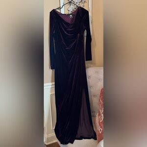 Plum velvet evening gown, great for balls, Christmas banquets etc